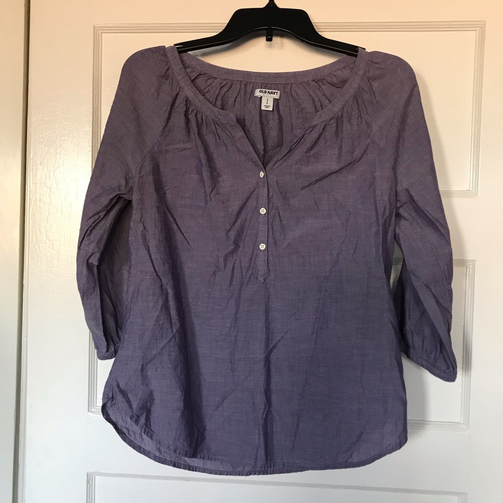 Excellent Condition Old Navy Purple Blouse Top Woman's 3/4 Length Size S